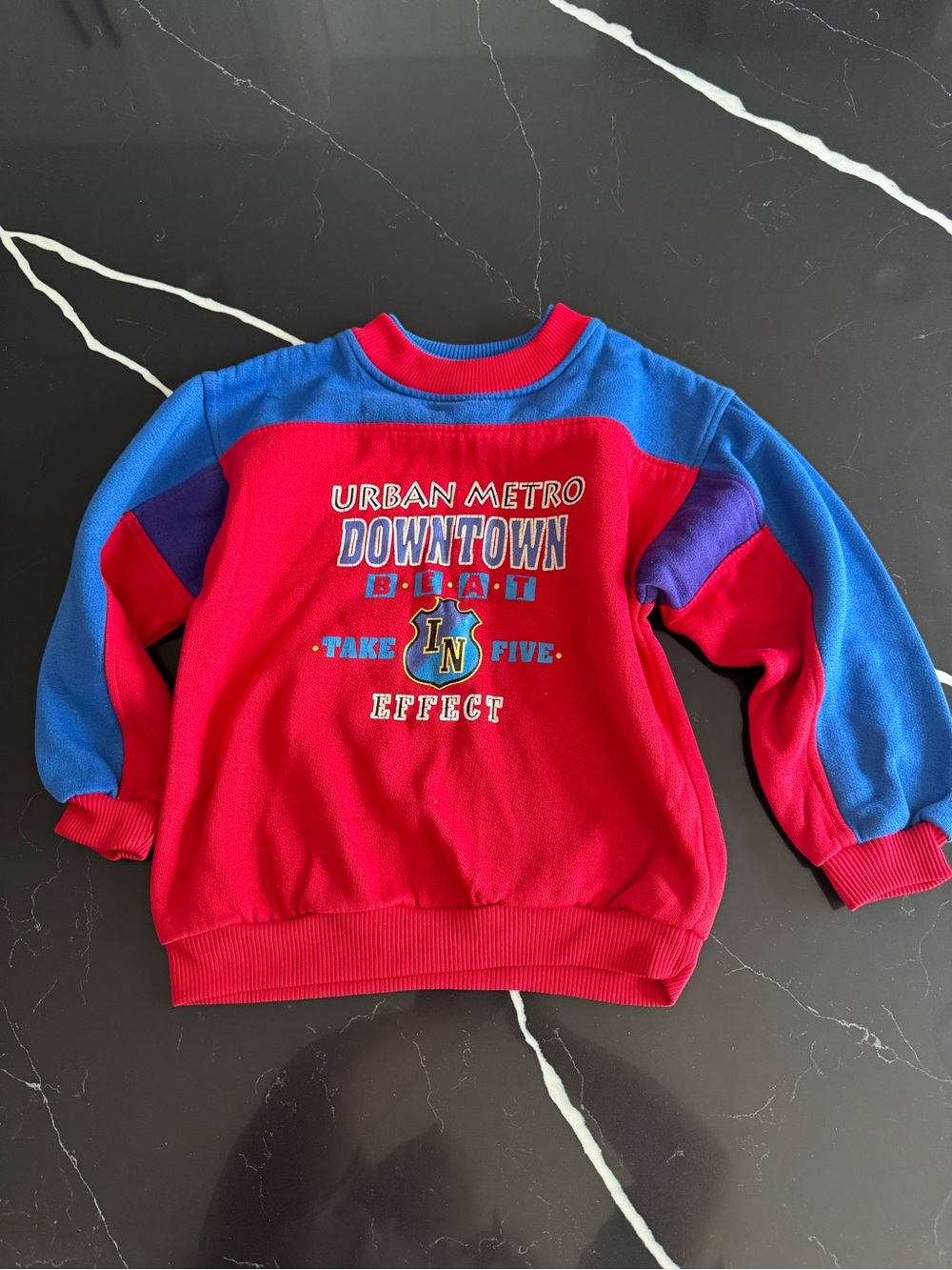 Vintage 90s Kids Urban Metro 'Downtown' Red & Blue Sweatshirt